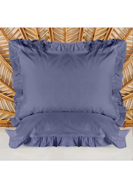Soft Basic Fırfırlı 2'li Yastık Kılıfı - Lacivert - 50X70 cm