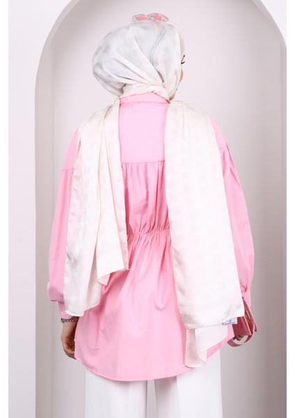 Pembe Bel Lastikli Düğmeli Tunik fırsatları