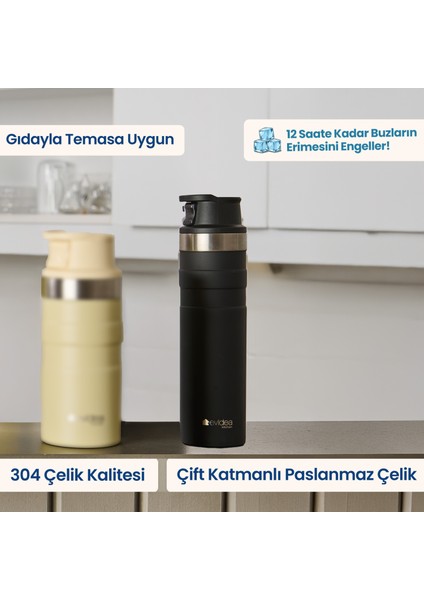Kitchen Bireysel Termos - Siyah - 600 Ml