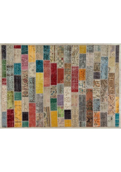 Multicolor Doğal El Dokuma Patchwork Halı