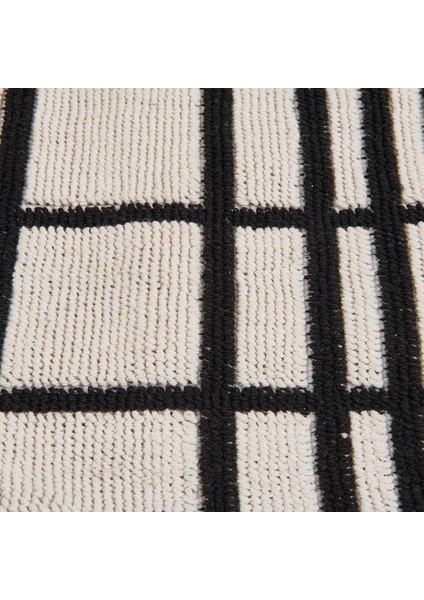 Soft Roger 2'li Banyo Paspası - Ekru / Siyah - 60X100 cm + 50X60 cm modelleri