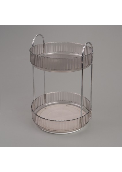 2 Katlı Döner Organizer - Şeffaf - 26X23X23 cm