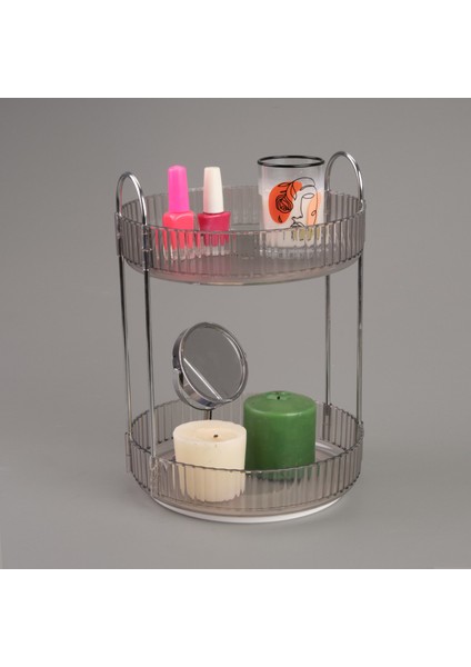 2 Katlı Döner Organizer - Şeffaf - 26X23X23 cm fiyatları