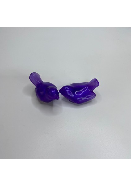 2 Adet Kuş Şeklinde Fırça/kalem Tutucu/mini Biblo-Mor