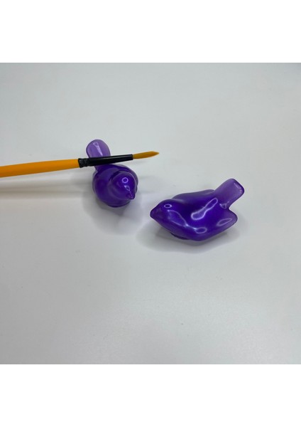 2 Adet Kuş Şeklinde Fırça/kalem Tutucu/mini Biblo-Mor modelleri