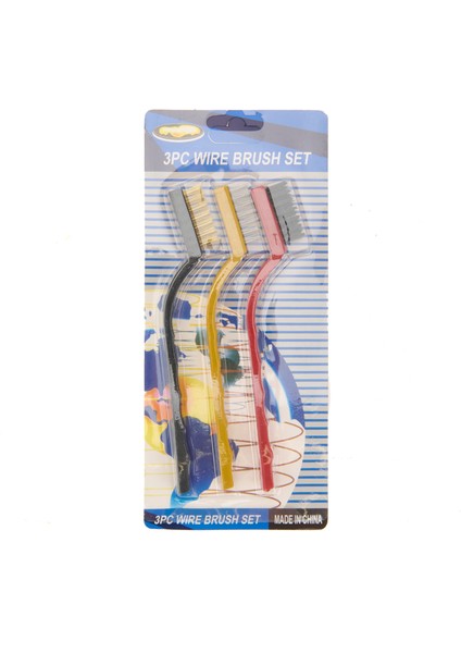3'lü Tel Fırça - Renkli - 16 cm