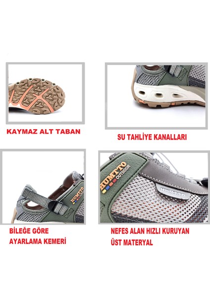 HTT1605 Erkek Tekking Outdoor Aqua Vizon Haki Sandalet Ayakkabı