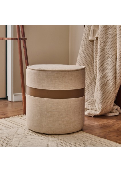 Latte Puf - Krem / Kahverengi - 42X40X40 cm