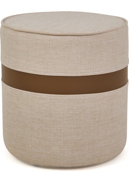 Latte Puf - Krem / Kahverengi - 42X40X40 cm