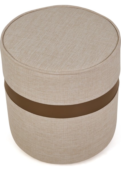 Latte Puf - Krem / Kahverengi - 42X40X40 cm