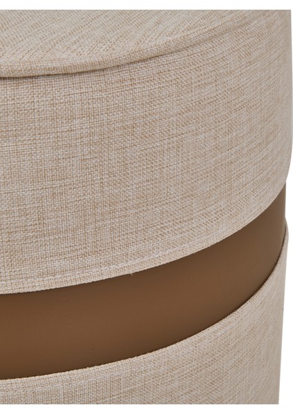 Latte Puf - Krem / Kahverengi - 42X40X40 cm