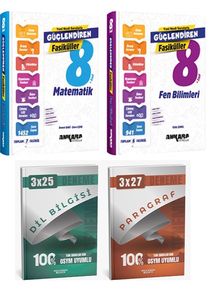 Ankara + Anla Kazan 2026 Lgs Matematik Fen Bilimleri Fasikülleri + Anla Kazan Deneme 4 Lü Set