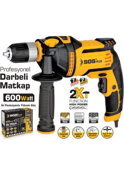 600W Güçlü Darbeli Matkap, Profesyonel, Dayanıklı ve Pratik Kullanım