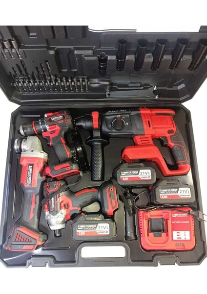 4'lü Profesyonel Şarjlı Set: Akülü Matkap, Spiral, Torklu, 3 Batarya ve Şarj Aleti fiyatları