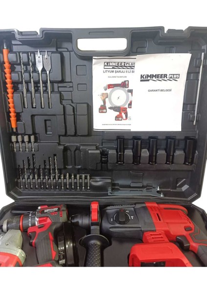 4'lü Profesyonel Şarjlı Set: Akülü Matkap, Spiral, Torklu, 3 Batarya ve Şarj Aleti fırsatları