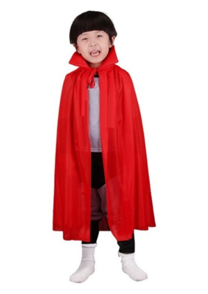 Kırmızı Renk Yakalı Pelerin Çocuk Boy 90 cm