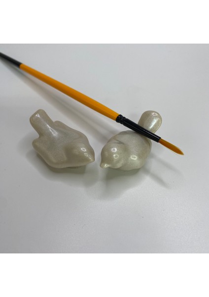 2 Adet Kuş Şeklinde Fırça/kalem Tutucu/mini Biblo-Beyaz fırsatları
