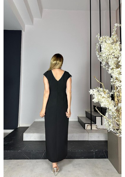 G1401 Taş Detaylı Abiye Elbise Siyah modelleri