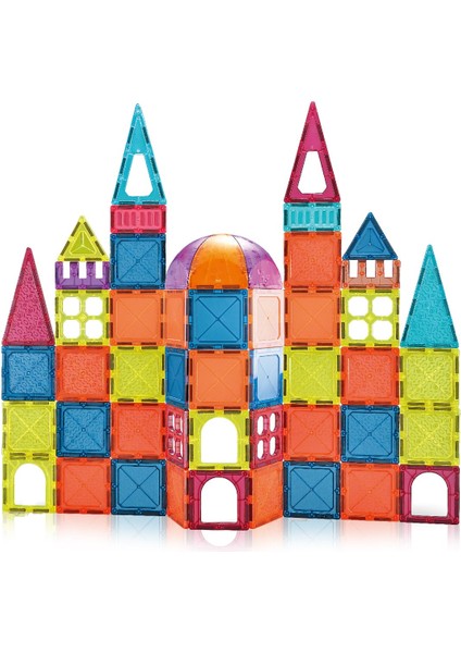 Magnetic Tiles Renkli Manyetik Bloklar – 50 Parça Yapı Bloğu Seti