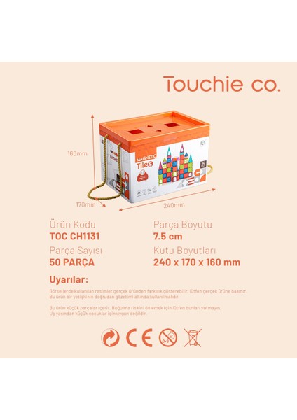 Magnetic Tiles Renkli Manyetik Bloklar – 50 Parça Yapı Bloğu Seti