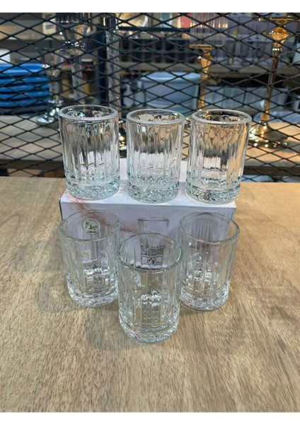 Küçük Boy Kahve Yanı Su Bardağı Cam 6 Adet 60CC Shot Elysia Model Likör Votka-Tekila Shot