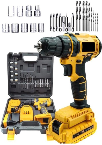 Çift Akülü Darbeli Matkap Seti, 24 Parça, Metal Şanzıman, Yüksek Performans