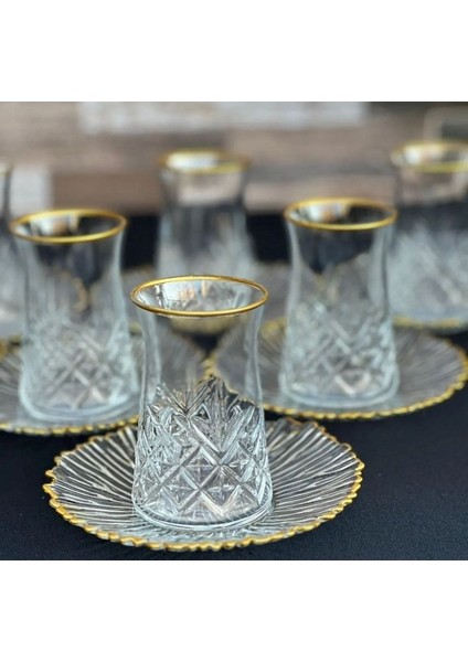 Timeless Yaldızlı Çay Seti Takımı 12 Parça