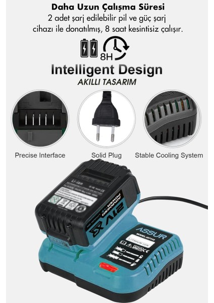 21V Çift Akülü Vidalama Darbeli Matkap 82 Parça, Güçlü ve Pratik Elektrikli Takım Seti modelleri
