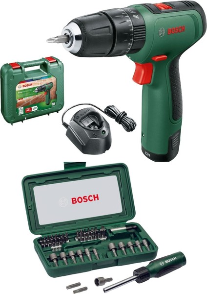 Şarjlı Darbeli Matkap Seti, 46 Parça Vidalama ve Uçlarıyla Güçlü Çalışma