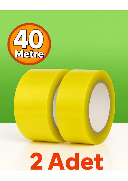 Koli Bandı (2'li Set) 45 mm x 40 mt Şeffaf Güçlü Yapışkanlı Kopmayan Bant