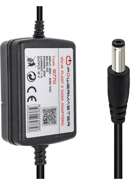 PM-31770 12 Volt - 1 Amper - 12 Watt 5.5*2.5 mm Uçlu Iki Ucu Kablolu Masaüstü Adaptör