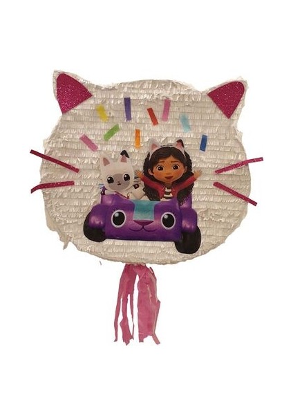 Gabby Beyaz Kedi Şekilli Pinyata