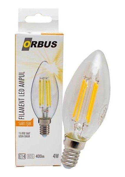 Orb-Bc3 C37 4 Watt E14 400 Lümen Sarı Filament LED Ampul