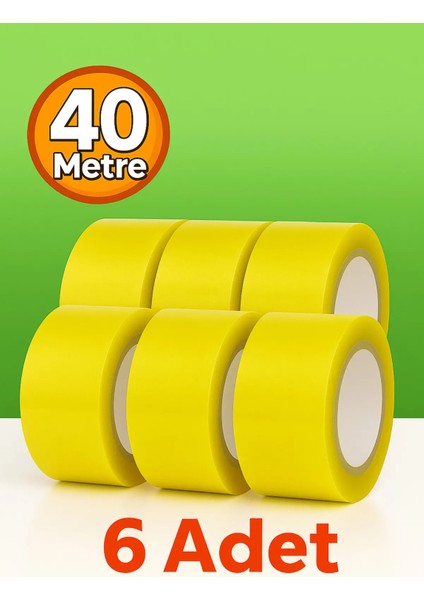 Koli Bandı (6'lı Set) 45 mm x 40 mt Şeffaf Güçlü Yapışkanlı Kopmayan Bant