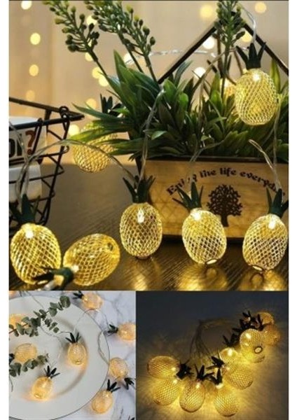 2m 10 LED 2 Kademeli Ananas LED Işık Pilli