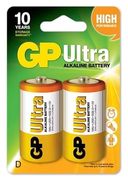 13AU-2U2 Ultra Alkalin (D) Kalın 2'li