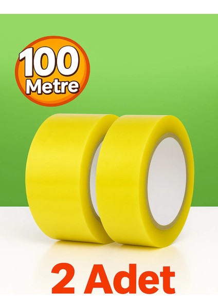 Koli Bandı (2'li Set) 45 mm x 100 mt Şeffaf Güçlü Yapışkanlı Kopmayan Bant