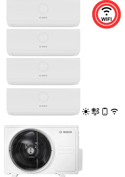 A++ 36000 1 Dış + 4 Iç Ünite (2X9000 + 12000 + 18000 Btu) Wifi Özellikli Premium Model Multi Inverter Klima