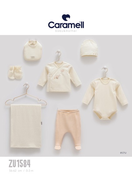 My Baby Kumsal % 100 Coton 7 Li Hastane Çıkışı Battaniyeli Soft Renkler Balonlu Fil Detaylı 1584