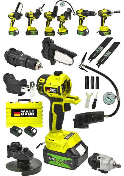 6'lı Taşlama ve Dal Budama Seti, Sarı, Dayanıklı ve Çok Amaçlı Kullanım