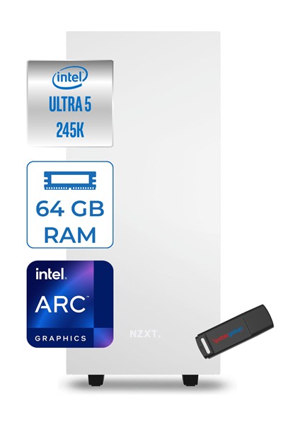 Minix H210 Intel Core Ultra 5 245K 64GB (6400MHZ) Ddr5 1tb 7100/6000MB/S SSD Intel Arc Grafik Freedos 500W Kompakt Is Bilgisayari ZETMINKIH21014