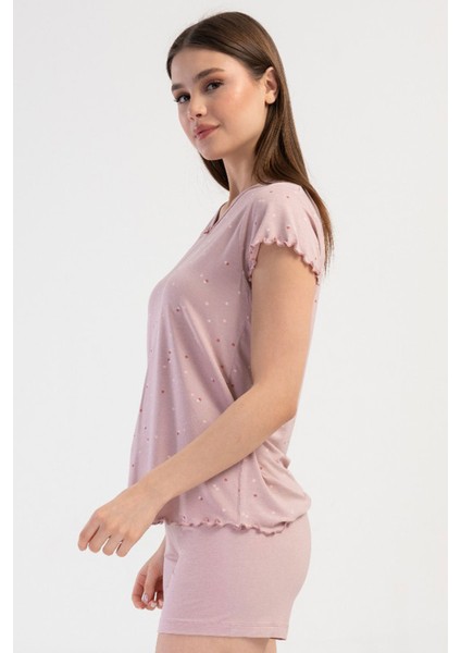 Kadın Vıscon V Yaka Kısa Kol Şortlu Pijama Takım , 409308 modelleri