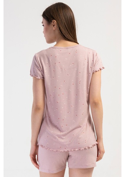 Kadın Vıscon V Yaka Kısa Kol Şortlu Pijama Takım , 409308 fırsatları