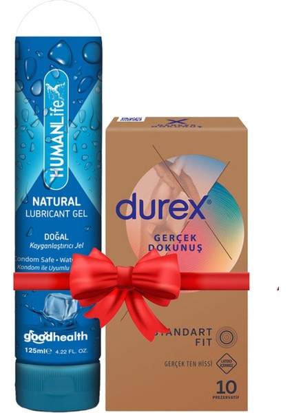 Asfstore Durex Gerçek Dokunuş Ultra Kaygan Prezervatif 10'lu + Humanlife Doğal Jel Lubricant 125 ml