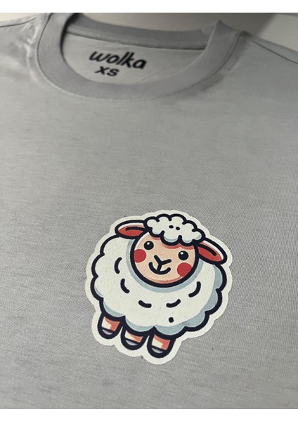 Minimal Kuzu Baskılı Unisex %100 Pamuk Oversize Bisiklet Yaka Gri T-Shirt fiyatları