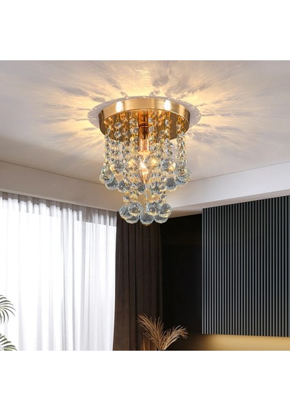 Akasya Gold Renk Kristal Taşlı Hol ve Salon Avizesi