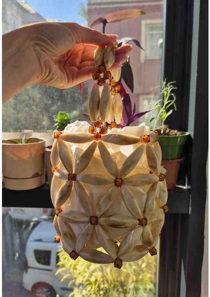 Luna El Yapımı Çiçek Desenli Boncuk Çanta - Özel Tasarım Yazlık El Çantası fiyatları