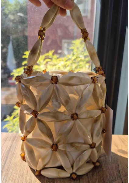 Luna El Yapımı Çiçek Desenli Boncuk Çanta - Özel Tasarım Yazlık El Çantası modelleri