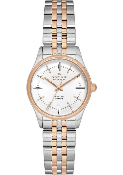 Safir Cam Klasik Gümüş - Altın Erkek Kol Saati NC42-299358-CWM