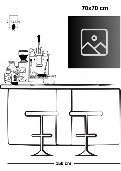 Kare Kanvas Tablo Minimalist Güneş Papatyalar ve At Silüeti